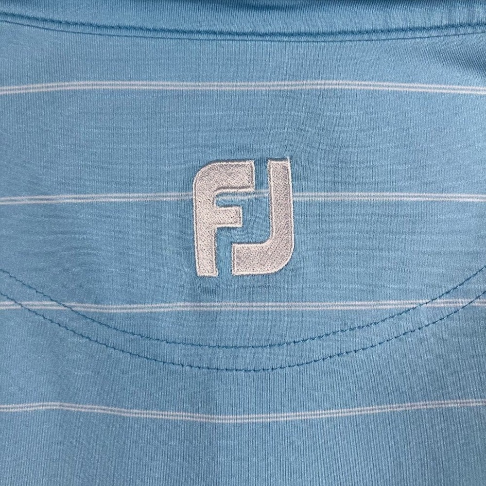 FootJoy Mens Large Light Blue Striped Short Sleeve Golf Polo Shirt FJ Logo - Picture 9 of 12